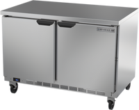 Beverage-Air 48-Inch Two-Section Flat-Top Worktop Refrigerator with Solid Doors, 11.82 Cu. Ft.