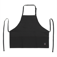 Signature Chef Mid-Length Bib Apron, 24 x 27-1/2 Inches, Black, 3-Pocket, Adjustable Neck Strap