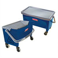 Rubbermaid Commercial Ergonomic Microfiber Finish Bucket with Twist-Valve Drain, Blue