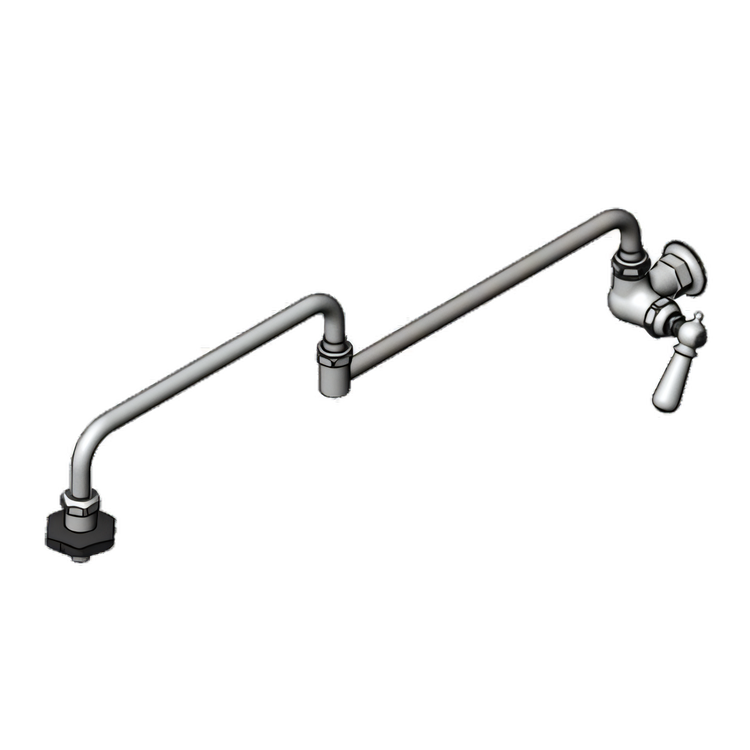 Product image #1 for T&S Brass Wall-Mount Single-Temperature Pot and Kettle Filler Faucet with 26-Inch Double-Jointed Swing Nozzle
