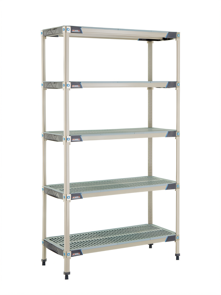 Product image #1 for MetroMax i 5-Shelf Polymer Starter Shelving Unit, 42 x 18 x 74 Inches, Open Grid, Blue