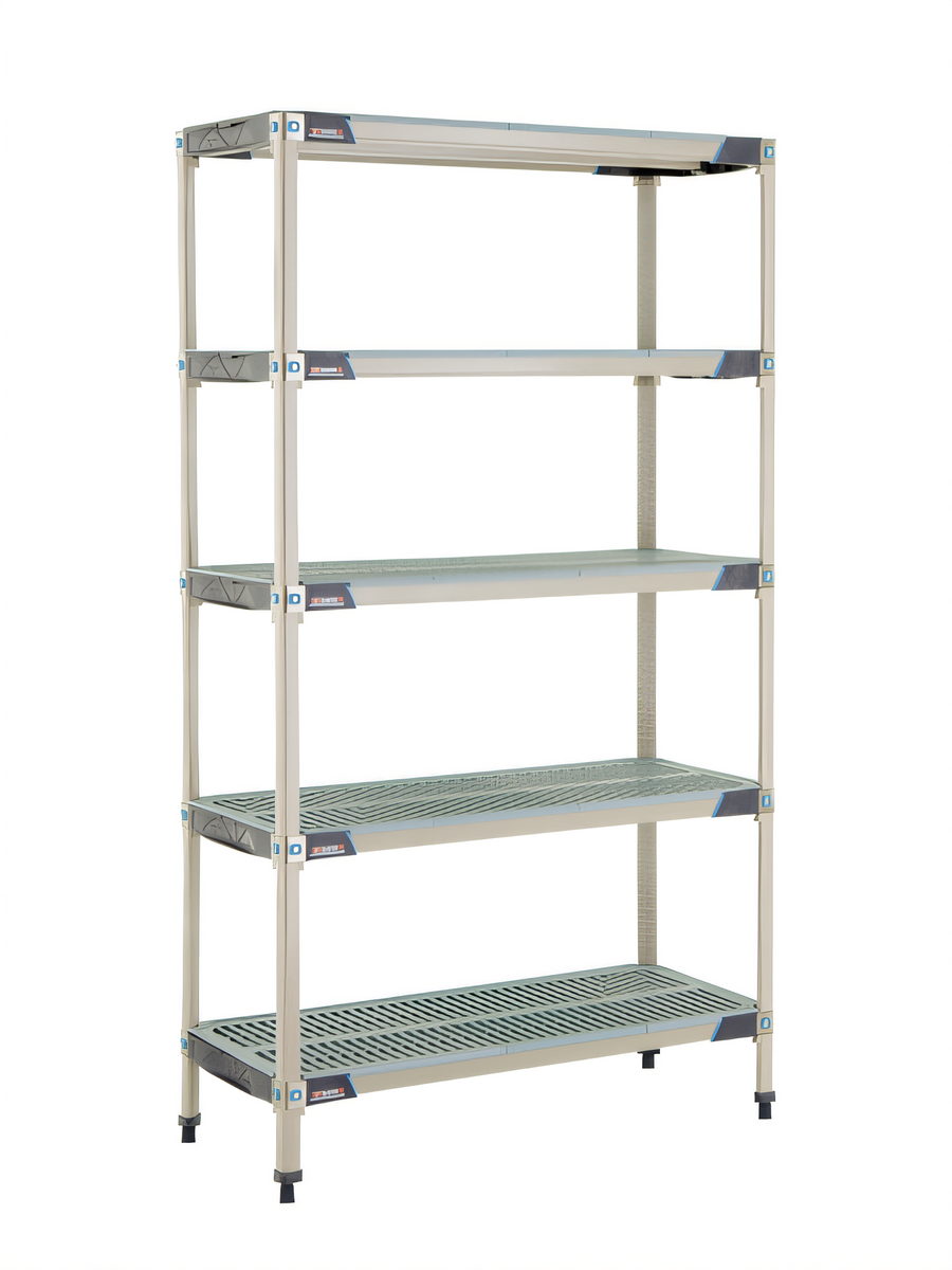 Product image #1 for MetroMax i 5-Shelf Polymer Starter Shelving Unit, 42 x 18 x 74 Inches, Open Grid, Blue