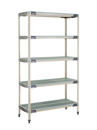 MetroMax i 5-Shelf Polymer Starter Shelving Unit, 42 x 18 x 74 Inches, Open Grid, Blue