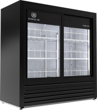 Beverage-Air Marketeer Two-Section Reach-In Refrigerated Merchandiser with Sliding Glass Doors, 16.4 Cu. Ft., Black