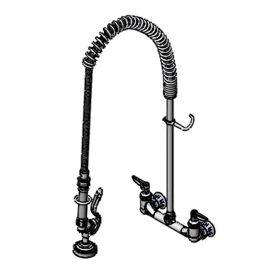 Product image #1 for T&S Brass EasyInstall 8-Inch Wall-Mount Pre-Rinse Unit with 44-Inch Hose, Swivel, and 1.15 GPM Spray Valve