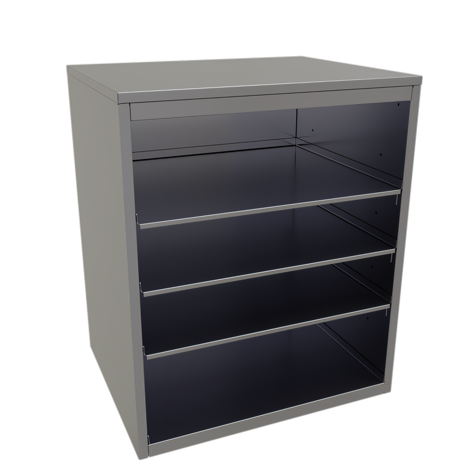 Product image #1 for 30-Inch Open Front Stationary Back Bar Glass Storage Cabinet with 3 Adjustable Stainless Steel Shelves