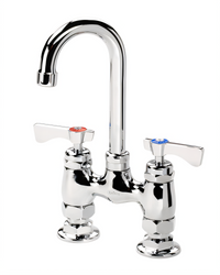 Krowne Royal Series Deck-Mount Manual Faucet with 4-Inch Centers and 3-1/2-Inch Gooseneck Spout