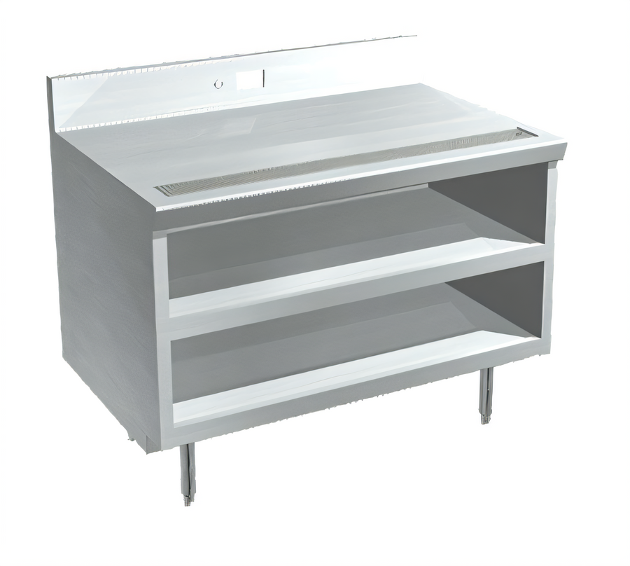 Product image #1 for La Rosa 48-Inch Coffee Urn Stand with Open Cabinet Base, 32-Inch Deep, Stainless Steel Top