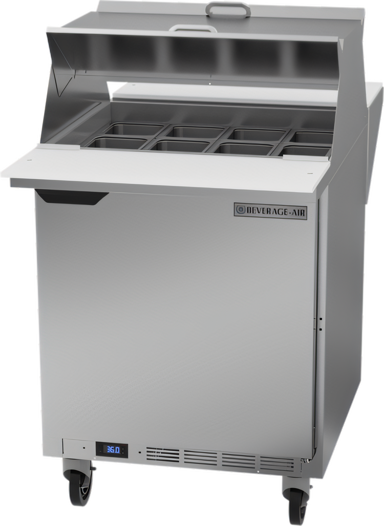 Product image #1 for Beverage-Air Dual-Sided Mega Top Refrigerated Sandwich Prep Table, 27-Inch, 1-Section, 12-Pan