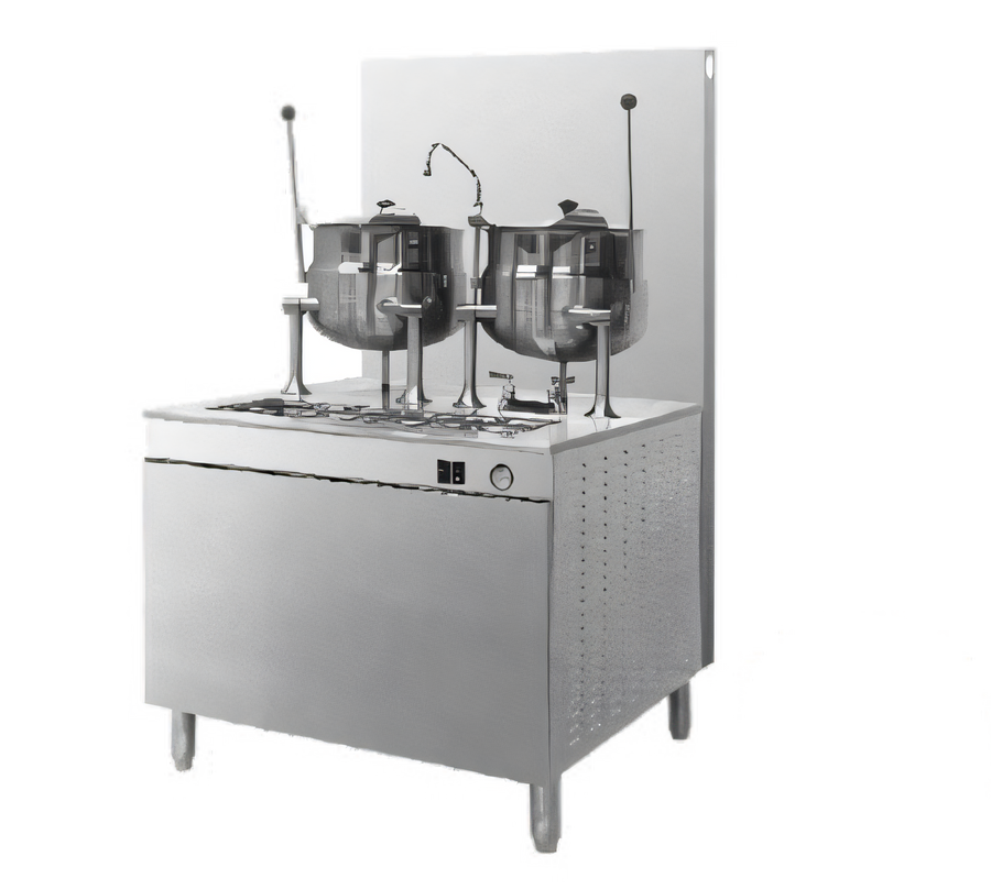 Product image #1 for Gas Steam Kettle/Cabinet Assembly with 2 x 6-Gallon Kettles, 36-Inch Standard-Height Cabinet Base, 300,000 BTU Boiler