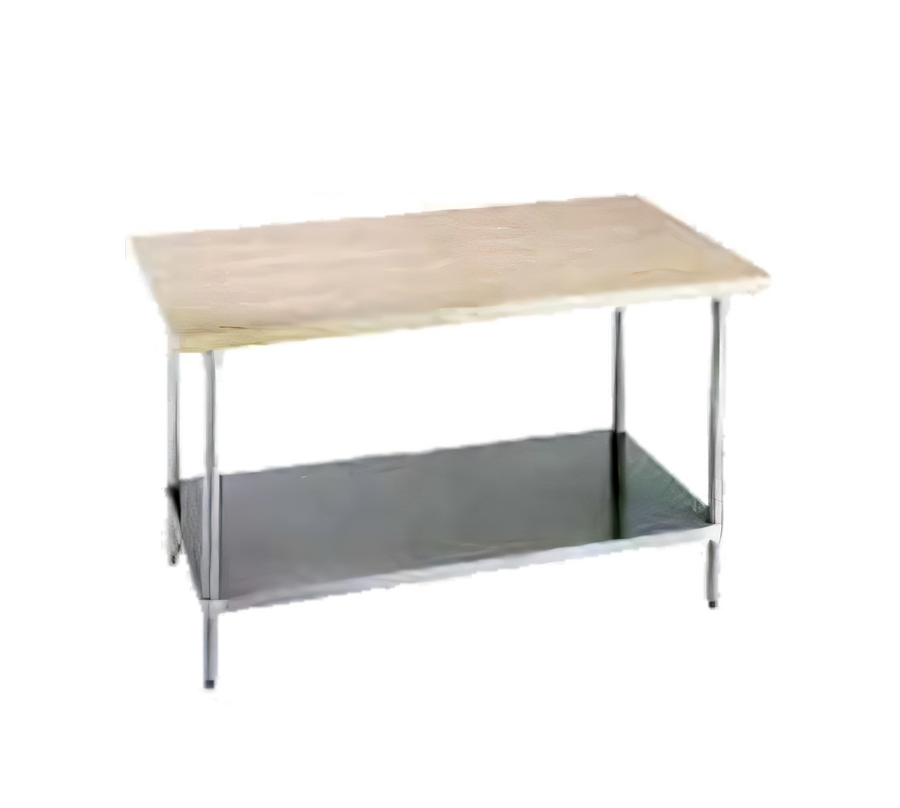 Product image #1 for Advance Tabco 36 Inch x 30 Inch Maple Top Wood Work Table with Galvanized Base and Adjustable Undershelf