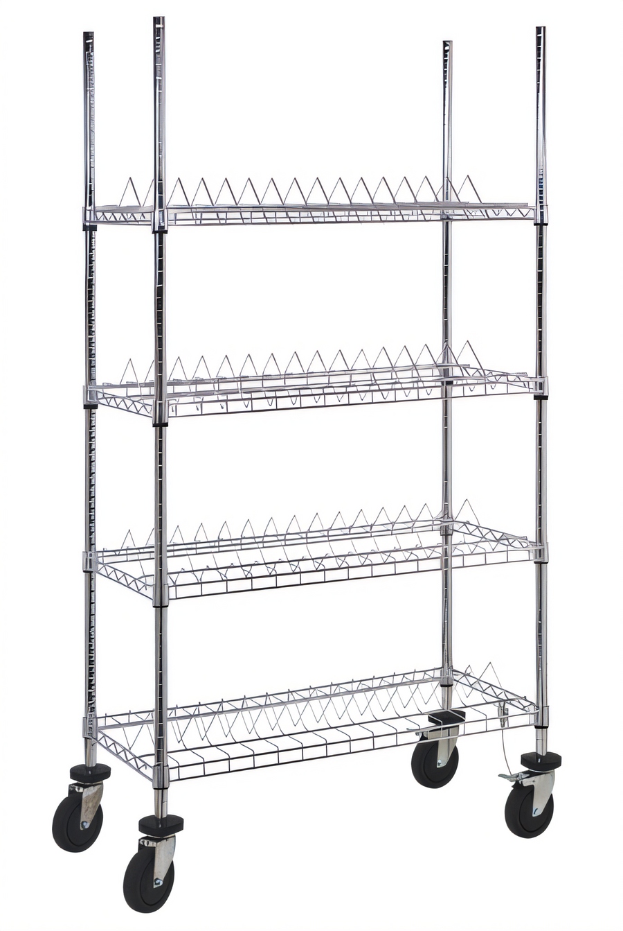 Product image #1 for Quantum 36" x 18" x 69" Reel Shelving Cart with 4 Wire Shelves, Chrome Plated