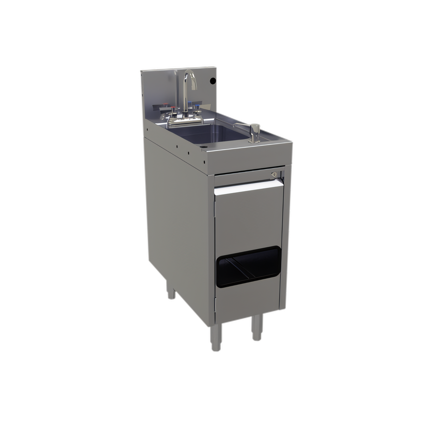 Product image #1 for Glastender Door-Style Underbar Hand Sink Unit with Cabinet Base, 12"W x 24"D, Front Flush C-Fold Towel Dispenser