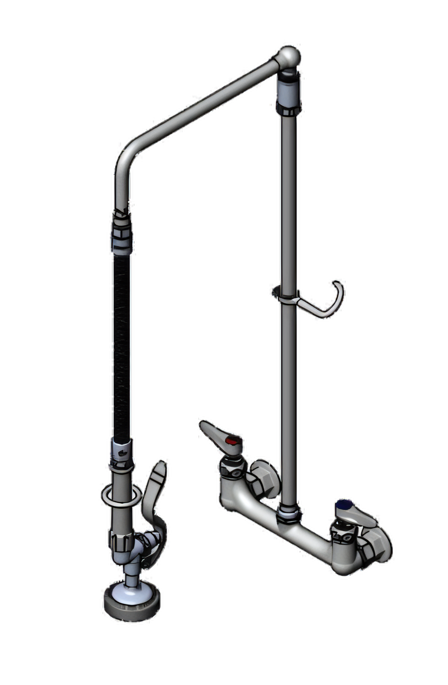 Product image #1 for T&S Brass EasyInstall Wall-Mount Pre-Rinse Mixing Faucet with 26-Inch Riser and Spray Valve