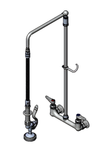 T&S Brass EasyInstall Wall-Mount Pre-Rinse Mixing Faucet with 26-Inch Riser and Spray Valve