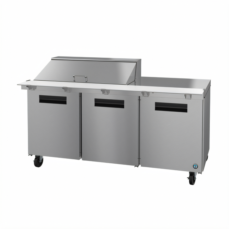 Product image #1 for Hoshizaki Steelheart SR72B-18M 72-Inch Three-Section Mega Top Reach-In Refrigerator Prep Table with 18-Pan Top Rail