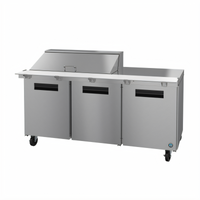Hoshizaki Steelheart SR72B-18M 72-Inch Three-Section Mega Top Reach-In Refrigerator Prep Table with 18-Pan Top Rail