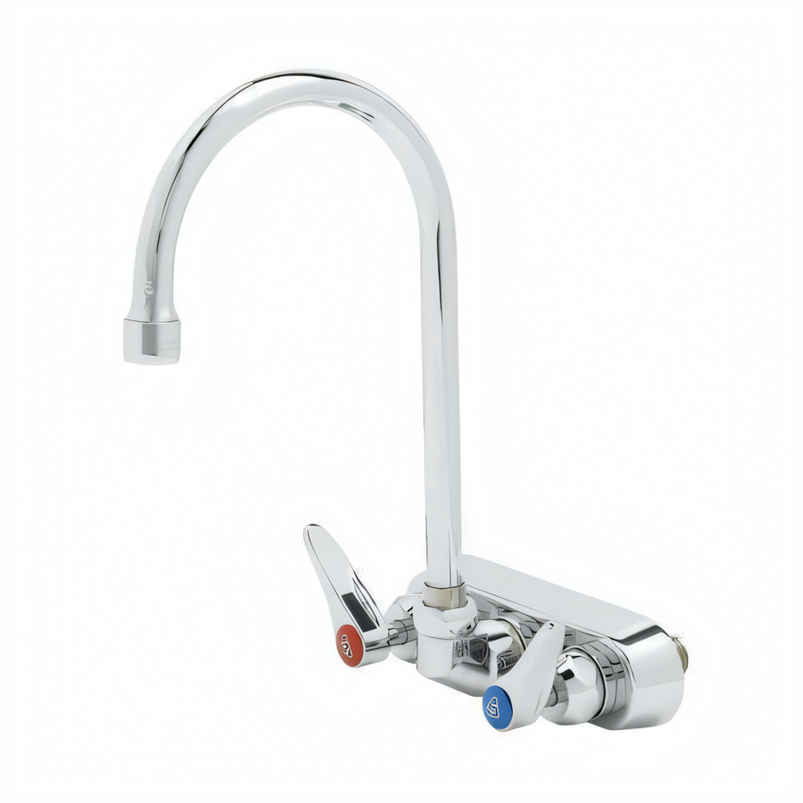 Product image #1 for T&S Brass Wall-Mount Workboard Faucet, 4-Inch Centers, 5-3/4-Inch Swivel Gooseneck, 1.5 GPM