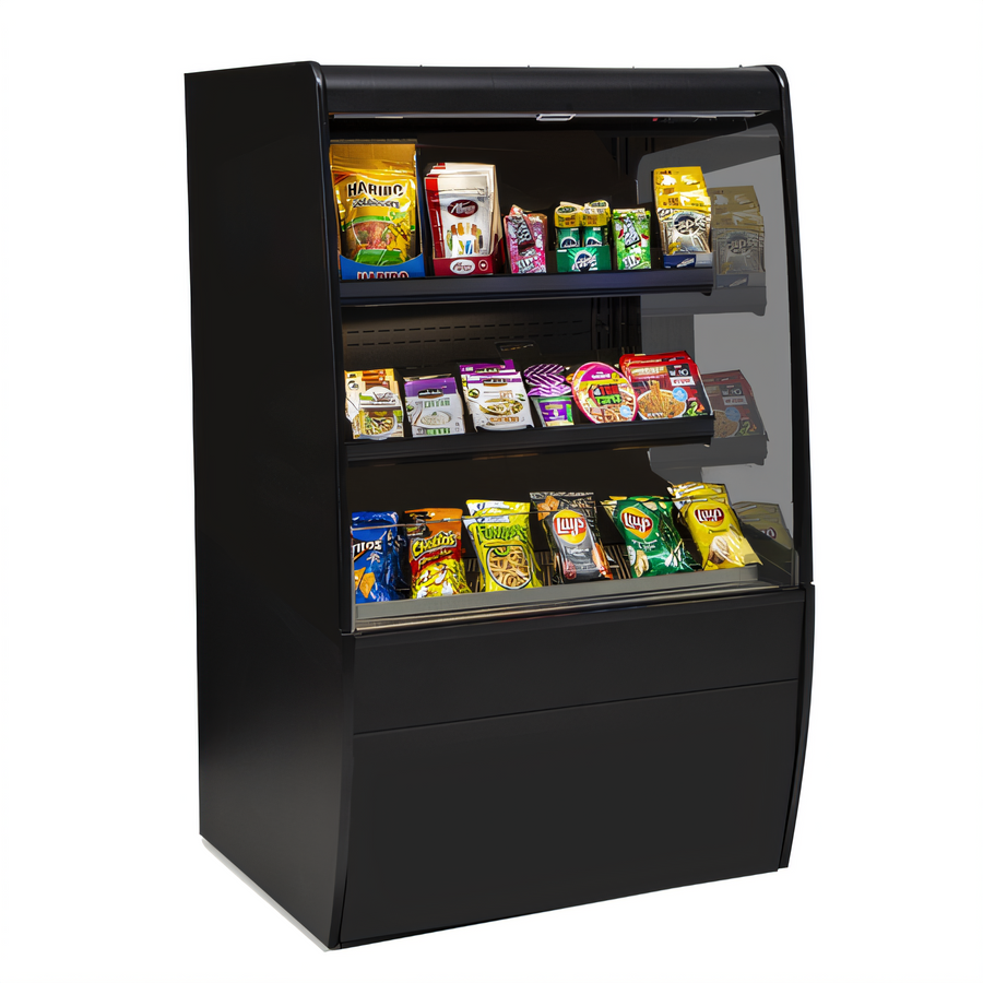 Product image #1 for Federal Industries Vision Series Non-Refrigerated Self-Serve High Profile Merchandiser, 24 Inch Wide x 33 Inch Deep x 60 Inch High, Black, Curved Ends