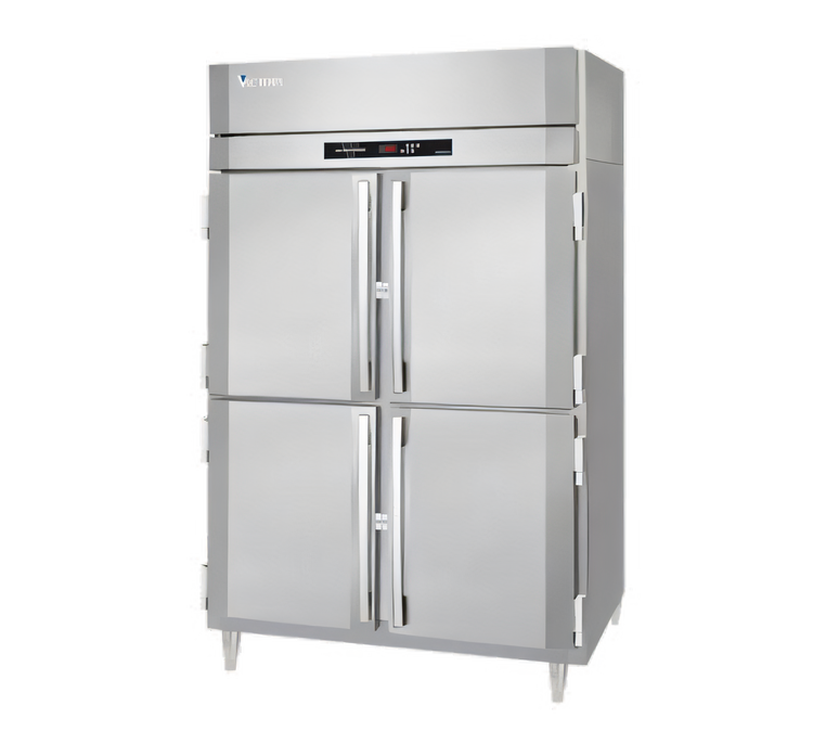 Product image #1 for Victory UltraSpec Pass-Thru Heated Holding Cabinet, Two-Section, Half-Height Solid Hinged Doors