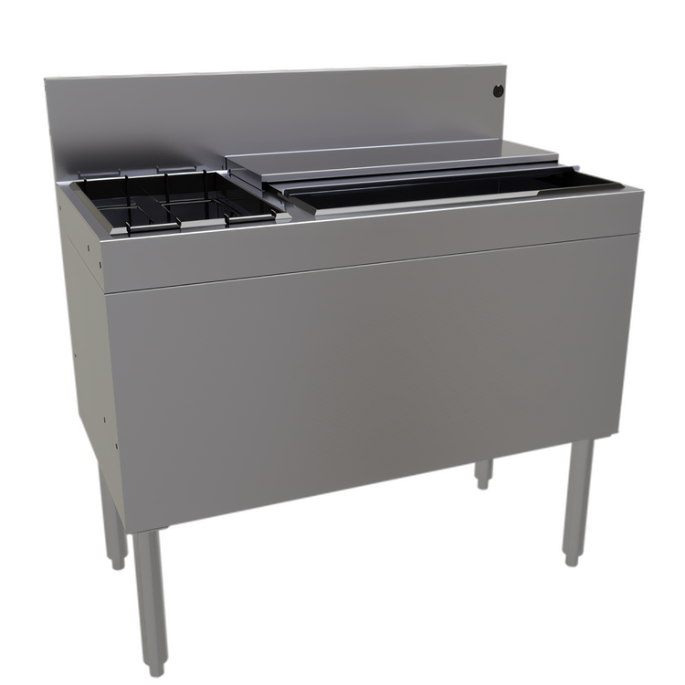 Product image #1 for Glastender Extra Deep 36-Inch Underbar Ice Bin/Cocktail Unit with Bottle Well Storage and 10-Circuit Cold Plate