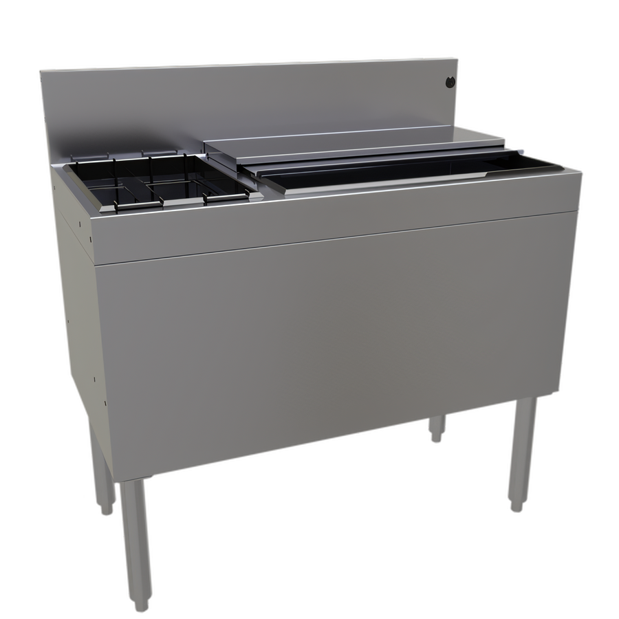 Product image #1 for Glastender Extra Deep 36-Inch Underbar Ice Bin/Cocktail Unit with Bottle Well Storage and 10-Circuit Cold Plate