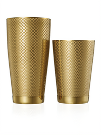 Barfly Diamond Lattice Gold-Plated Cocktail Shaker Set, 28 oz and 18 oz