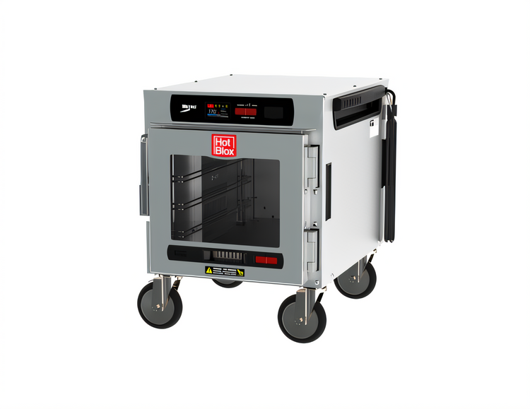 Product image #1 for Metro HotBlox Narrow 4-Pan Pass-Thru Undercounter Heated Holding Cabinet with Digital Touchscreen, Clear Front and Solid Rear Doors