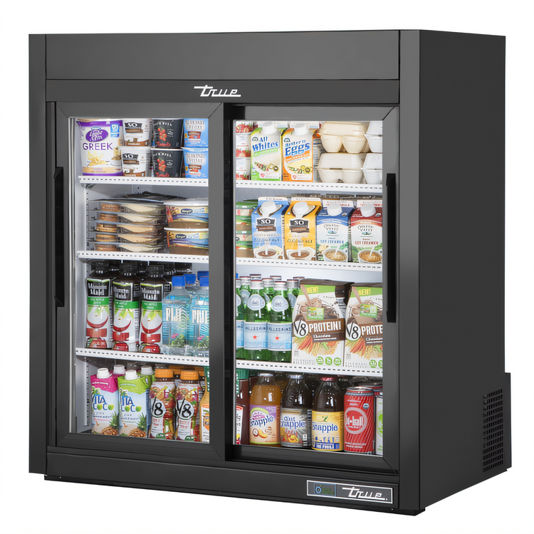Product image #1 for True 36-Inch Countertop Refrigerated Merchandiser with 2 Sliding Glass Doors and 3 Shelves