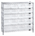 Thumbnail image #1 for Quantum Chrome-Plated Stationary Wire Shelving Bin Storage System with 6 Shelves and 20 Clear Bins