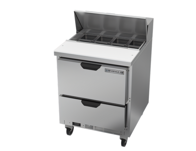 Product image #1 for Beverage-Air 27-Inch Refrigerated Sandwich Prep Table with 2 Drawers, 8-Pan Standard Top, 6.9 Cu. Ft.