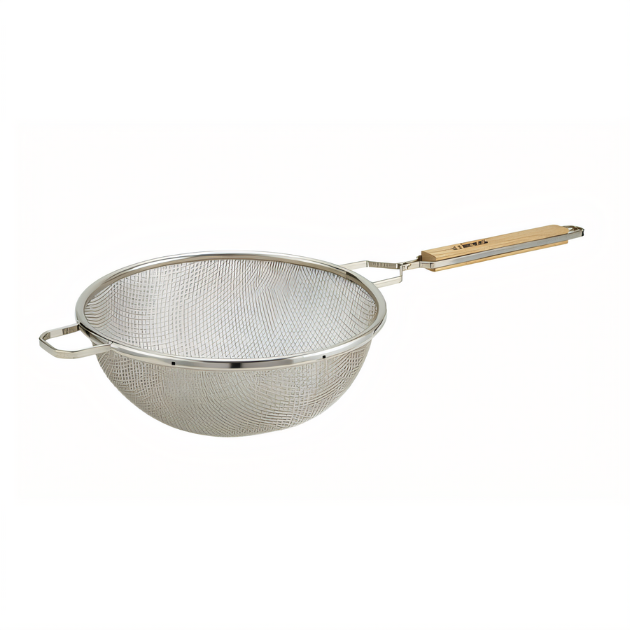 Product image #1 for Winco 10-1/2-Inch Medium Round Tinned Double Mesh Strainer with Wood Handle