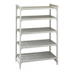 Thumbnail image #1 for Cambro Camshelving® Premium CPU182484V5PKG 5-Tier Stationary Vented Polymer Shelving Starter Unit, 24"W x 18"D x 84"H, Speckled Gray