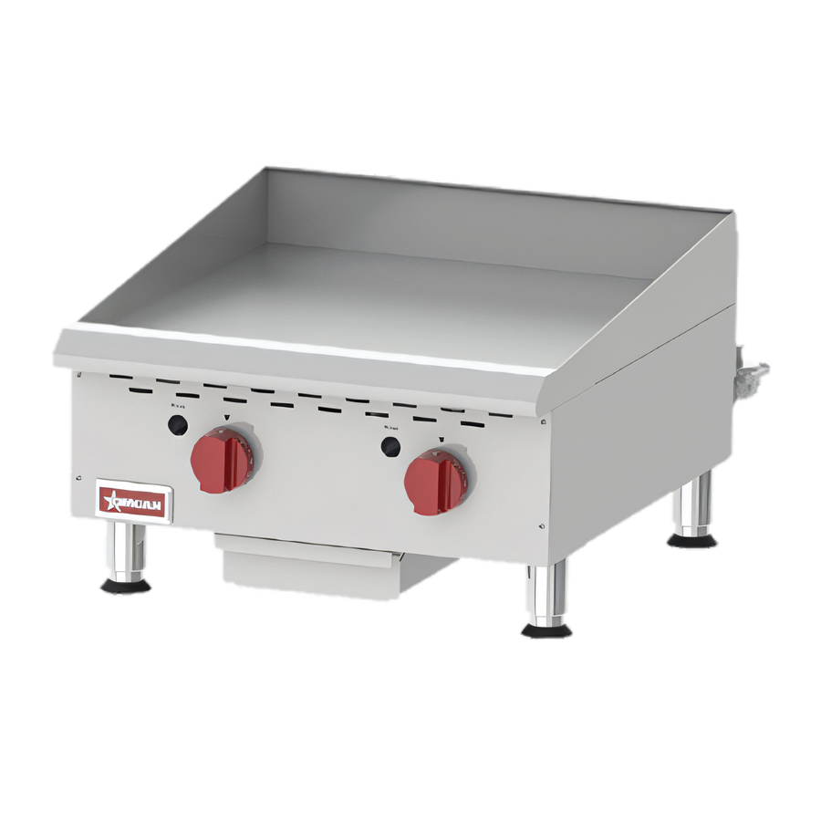 Product image #1 for Omcan Countertop Stainless Steel Natural Gas Griddle with Thermostatic Control, 24 x 20-Inch Cooking Area, 60,000 BTU