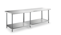 96 Inch x 24 Inch Flat Top Stainless Steel Worktable with Undershelf