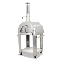 Omcan Stainless Steel Wood-Burning Pizza Oven with 25.19 x 29.5-Inch Brick Cooking Area