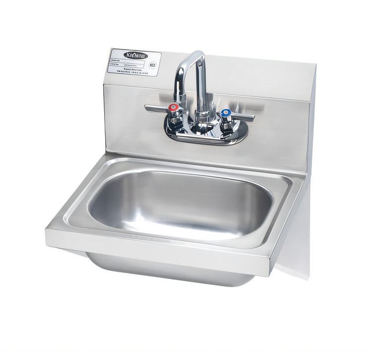 Product image #1 for 15-3/4-Inch Wall-Mount Stainless Steel Hand Sink with Low-Lead Gooseneck Faucet and Backsplash