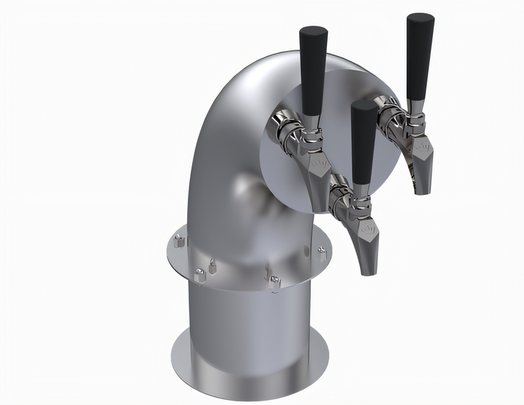 Product image #1 for Krowne Triple Faucet Glycol-Cooled Snakehead Beer Tower with Brushed Stainless Steel Finish