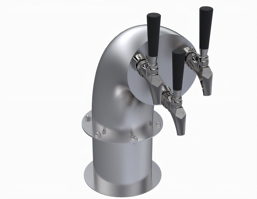 Product image #1 for Krowne Triple Faucet Glycol-Cooled Snakehead Beer Tower with Brushed Stainless Steel Finish