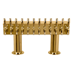 Thumbnail image #1 for Micro Matic USA DPT412PVD-3 Double Pedestal Countertop Air-Cooled Draft Beer Tower, 12 Faucets, PVD Brass Finish