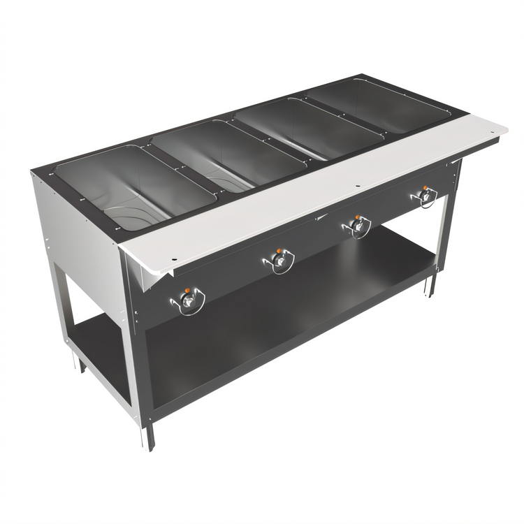 Product image #1 for BK Resources ST-4 Electric 4-Pan Open Well Steam Table with Cutting Board and Undershelf