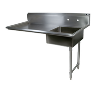 John Boos Soiled Straight Undercounter Dishtable with Right-Side Pre-Rinse Sink Opening, 50W x 30D x 44H