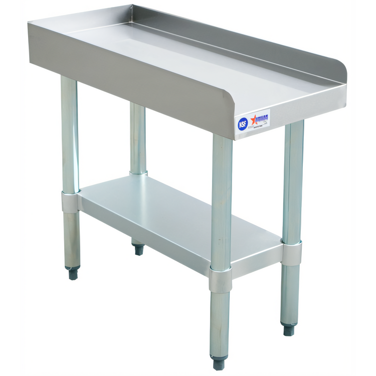 Product image #1 for 12-Inch Wide x 30-Inch Deep Stainless Steel Equipment Stand with Undershelf and 2-Inch Upturn
