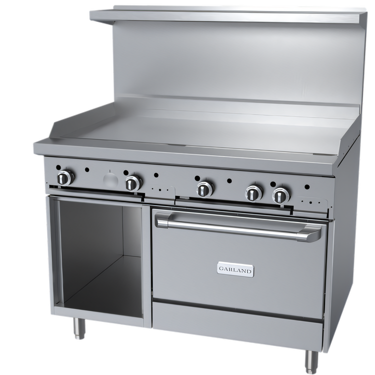 Product image #1 for Garland G Starfire Pro G48-G48RS 48-Inch Gas Restaurant Range with Griddle, Standard Oven, and Storage Base