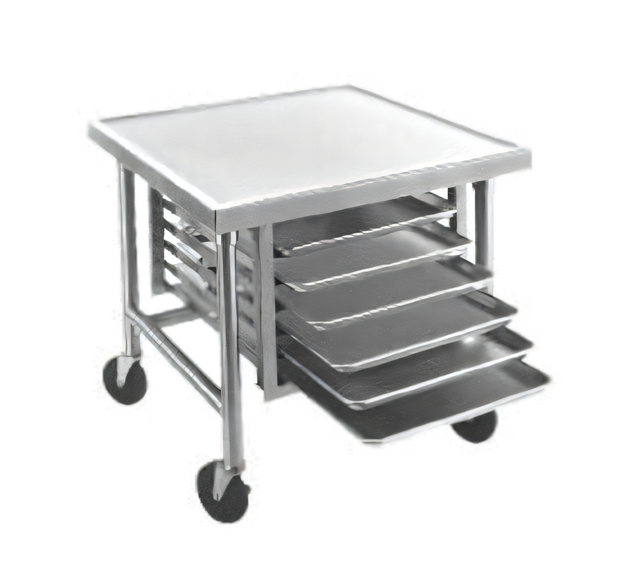 Product image #1 for Advance Tabco 30-Inch x 30-Inch Mobile Stainless Steel Mixer Table with 6-Pan Rack