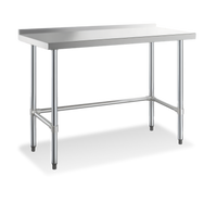 Steel Works Stainless Open Base Stainless Steel Worktable with Rear Edge Up, 30 x 24 x 34 Inches