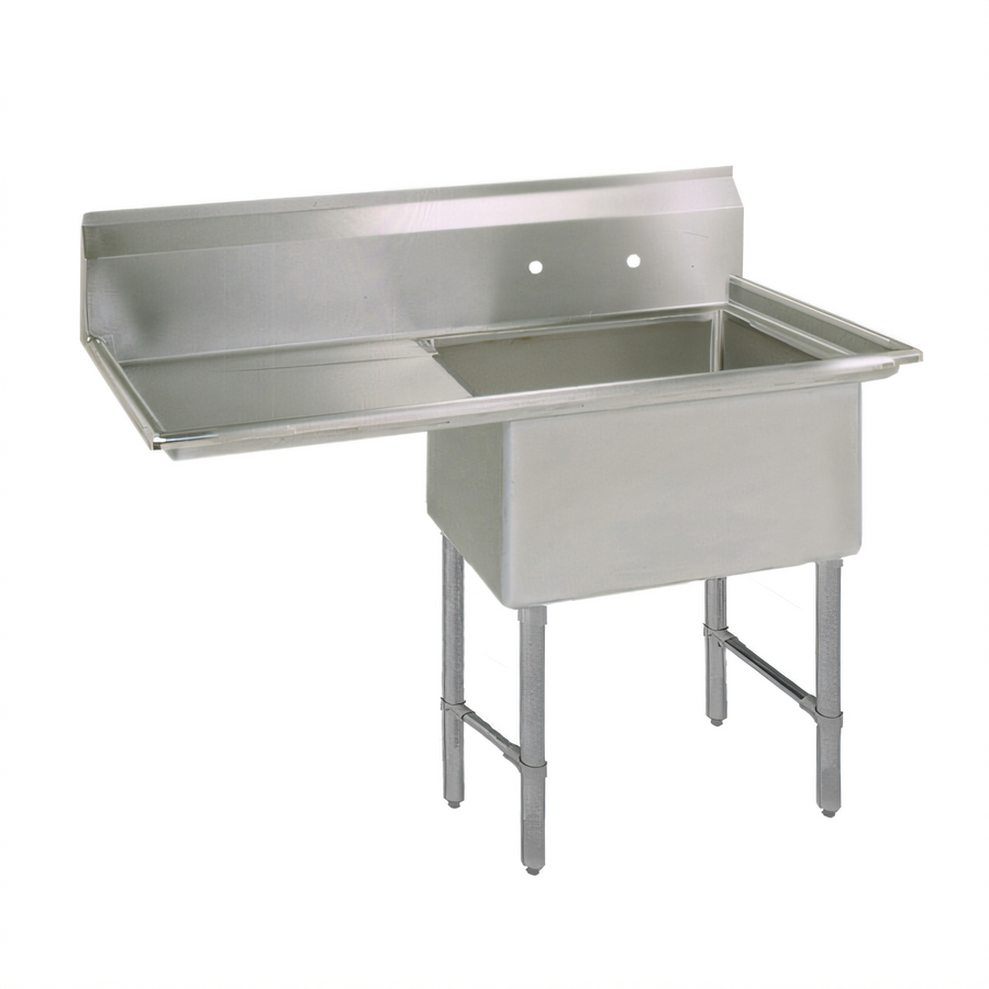 Product image #1 for BK Resources 1-Compartment Stainless Steel Sink with Left Drainboard, 38-1/2 Inch Wide