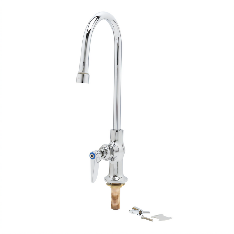 Product image #1 for T&S Brass Single-Temperature Deck-Mount Single Pantry Faucet with 5 3/4 Inch Swivel/Rigid Gooseneck and Vandal-Resistant Aerator