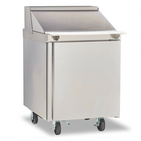Delfield Mega Top Single-Section Prep Table Refrigerator, 27 Inch Wide, 1 Door, 12 Sixth-Size Pan Capacity