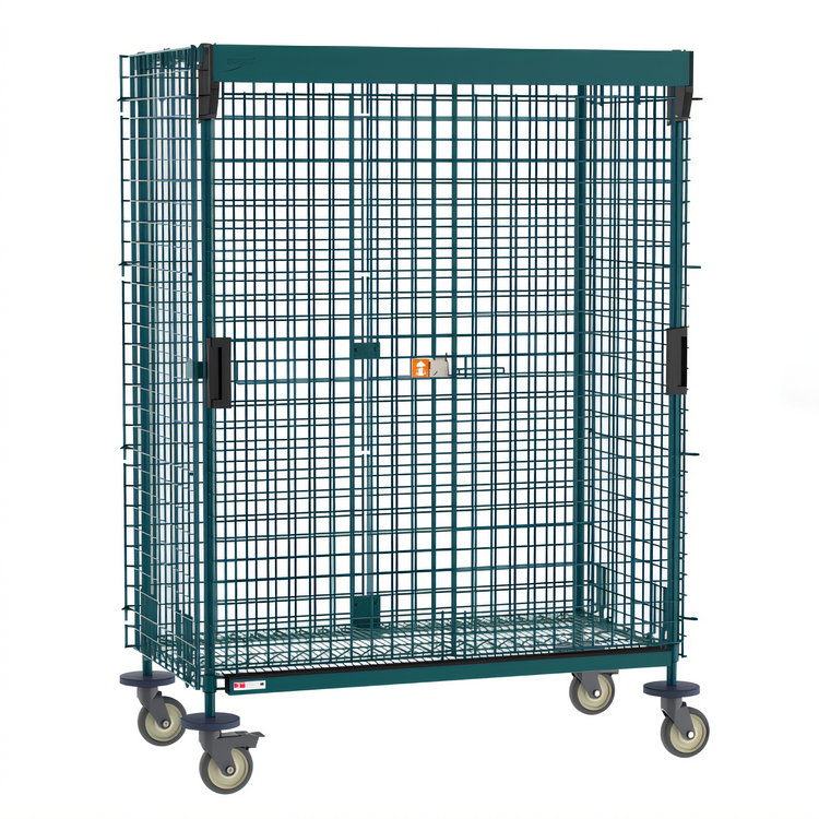Product image #1 for Metro Super Erecta Mobile Security Cage with Sliding Doors, Metroseal Green Epoxy, Polymer Horn Casters